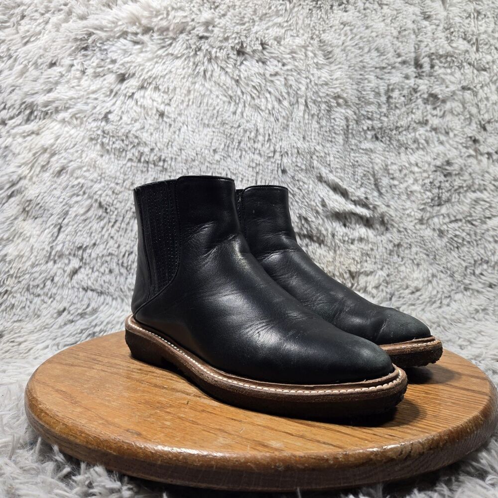 Unbranded Ankle Boots Women Sz 7-8 Retro Faux Fur Insulated Black Leather Heeled